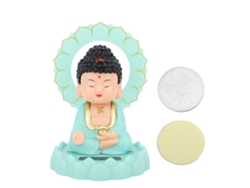 Adorno de Buda Maitreya con cabeza móvil, aroma luminoso solar para panel de instrumentos | Sin marca