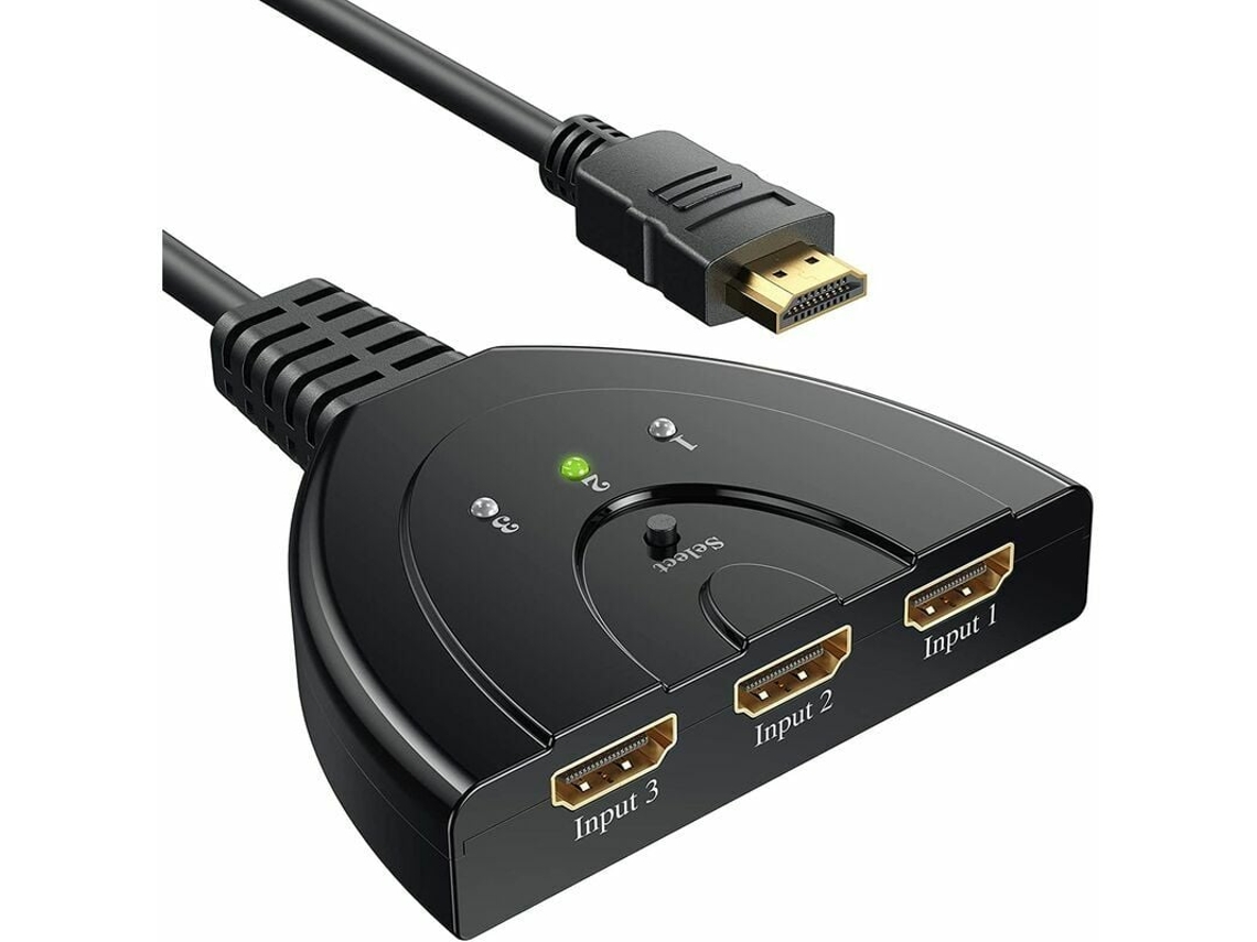 Conmutador HDMI 3 Entradas 1 Salida, Conmutador HDMI Manual Full HD 1080p y 3D, Cable de Alta Velocidad Incluido