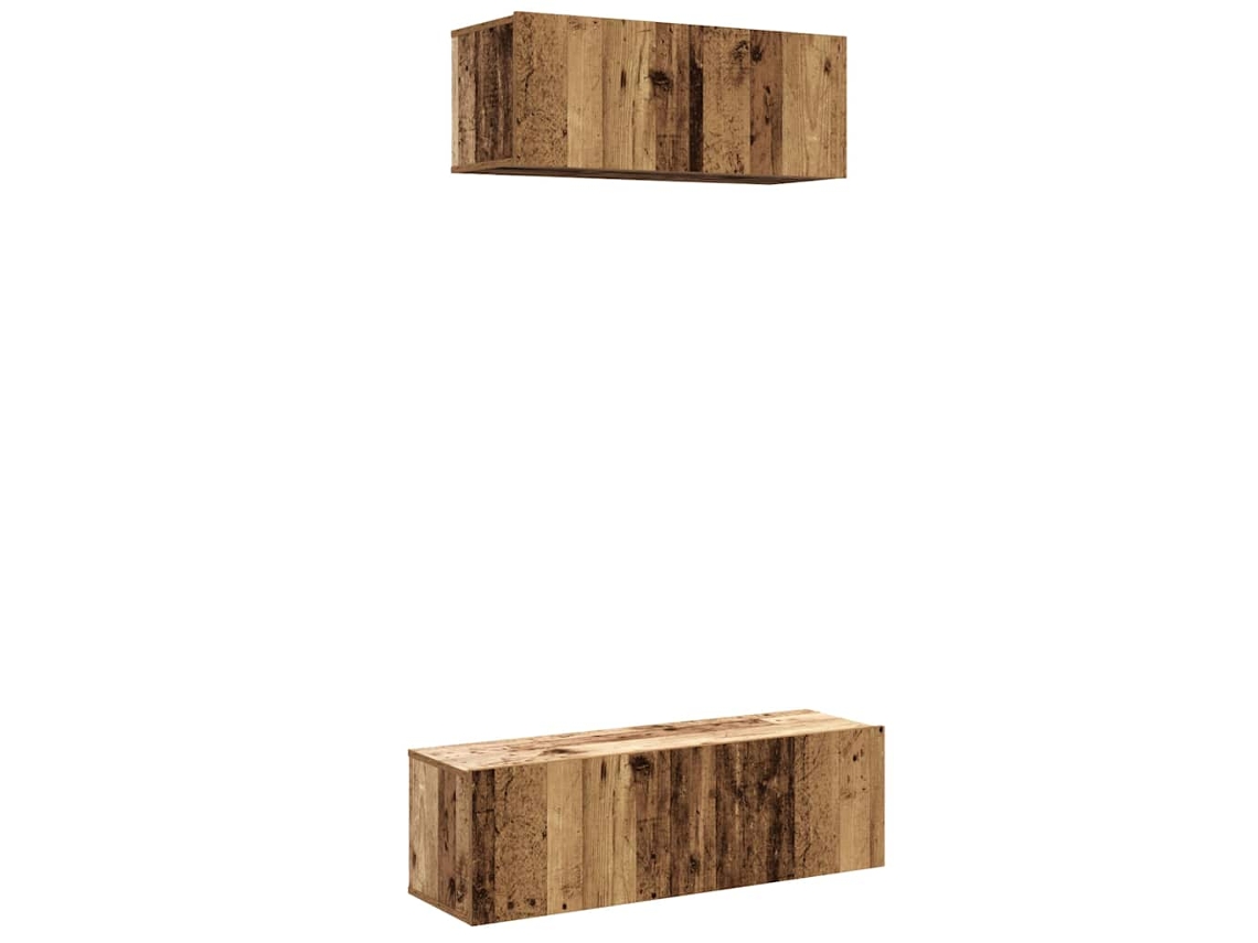 Conjunto de mueble de TV de pared de 2 piezas, madera antigua, MAISON EXCLUSIVE
