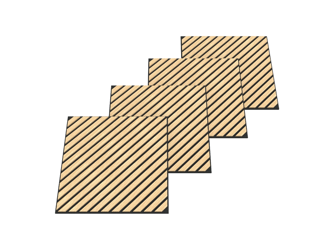 Conjunto de 12 paneles acústicos Vang 3D, 4,32 m², lamas diagonales - roble claro, Neu.holz