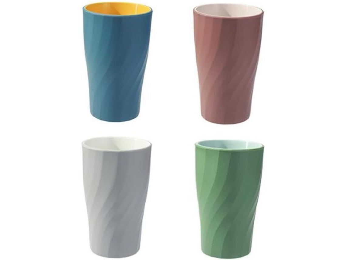 Juego De Vasos Para Afeitar, 4 Piezas, Vaso De Plástico Reutilizable Para Enjuague Bucal, Diseño Anticaída Con Estampado Nórdico.