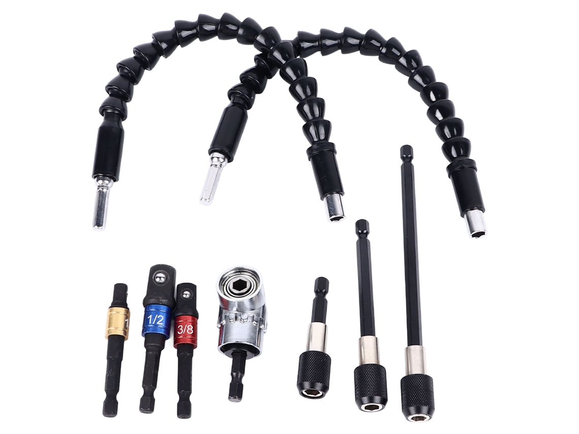 Juego De Extensiones De Brocas Flexibles Universales Con Conexión Rápida Para Reparaciones Automotrices Y Domésticas.