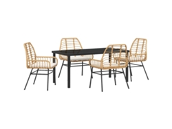 Conjunto De Comedor De Jardín 5 Uds | Mueble De Jardín Marrón Ratán Sintético
