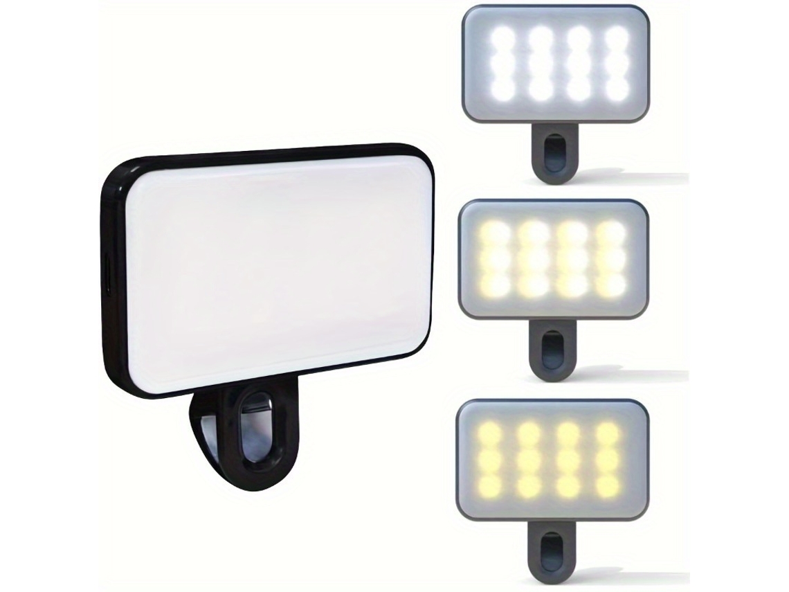 Anillo De Luz Led Portátil Y Recargable Con Tres Modos De Iluminación, Doble Fuente De Alimentación Y Clip Ajustable Para Decorar Durante Lo