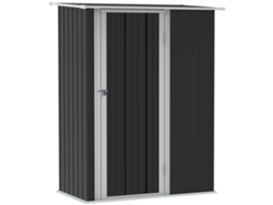 Caseta de jardín/cobertizo para herramientas con puerta, para uso exterior, en acero, gris oscuro, 142 x 84 x 189 cm Zkaka