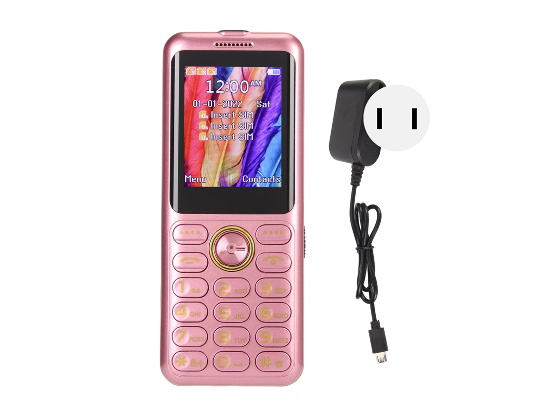 Teléfono Básico 2g Para Personas Mayores Con Botones Grandes, 3 Ranuras Para Sim, 3 Modos De Espera, Batería De 2500 Mah, Color Rosa.