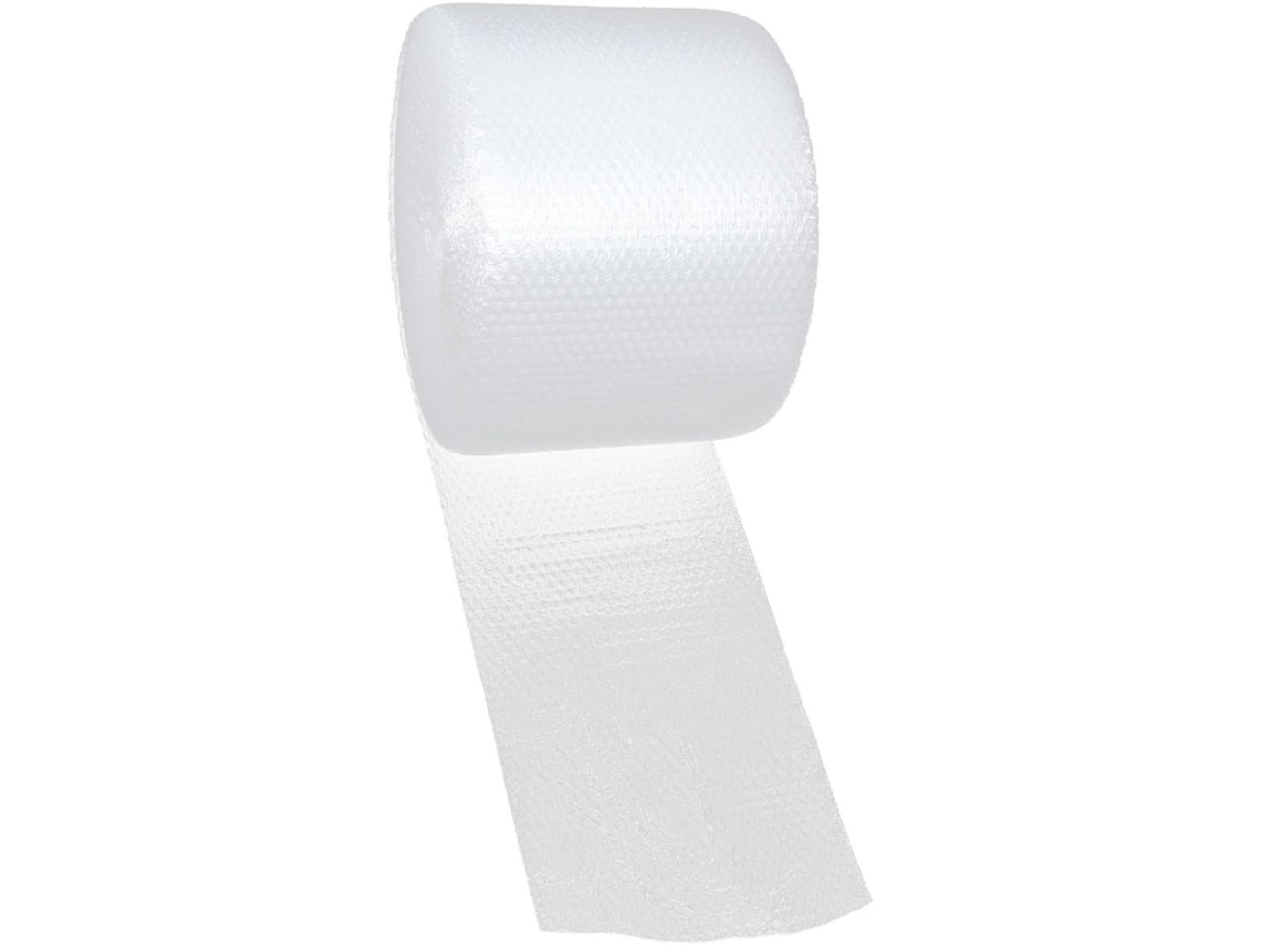 Plástico de burbujas a prueba de golpes de 25 cm x 33 m, película de embalaje transparente y ligera.