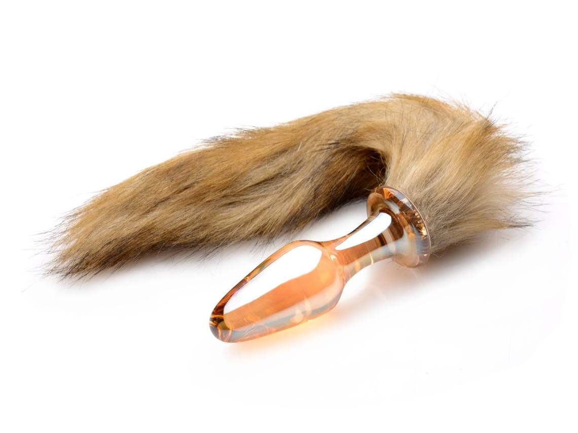 Tailz - Plug Anal De Cristal Con Cola De Zorro - Naranja Con Peluche