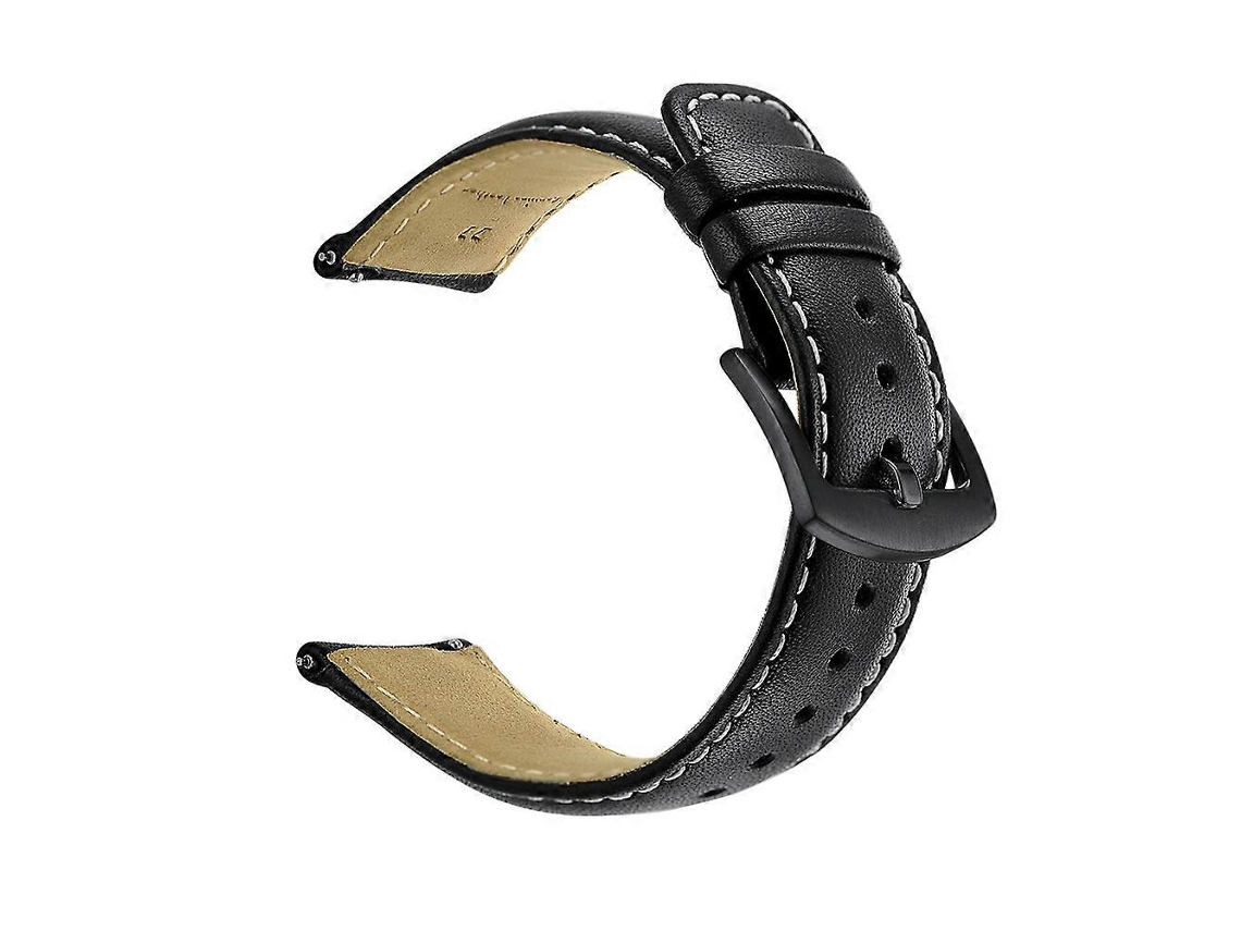 Correa de repuesto de cuero genuino de 22 mm para Samsung Gear S3 Classic/Gear S3 Frontier LY Ebike (negra)