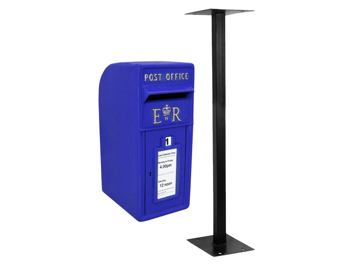 Buzón de correos de Royal Mail, de hierro fundido azul escocés, para suelo y pared