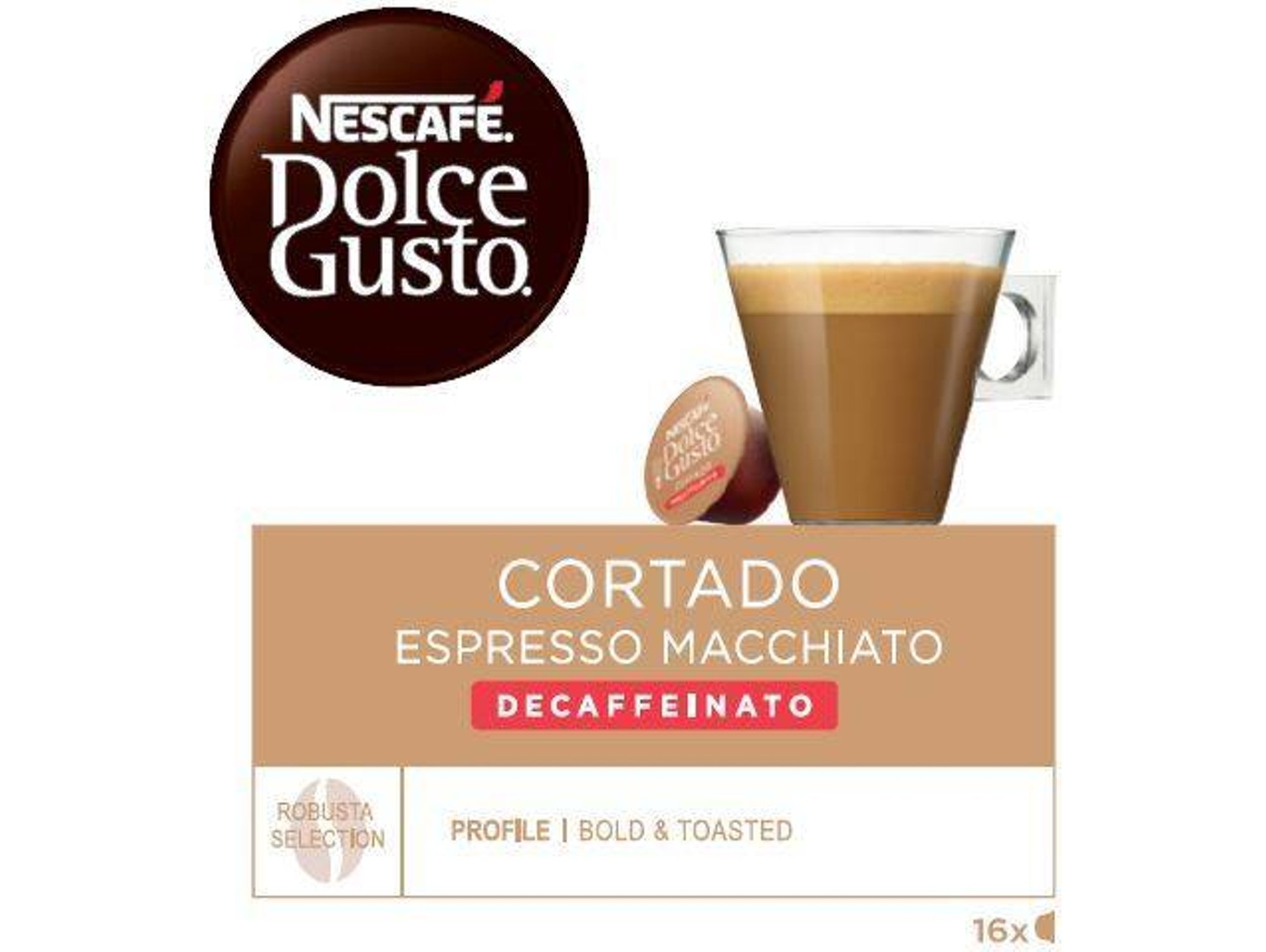 CAPSULAS CAFE DOLCE GUSTO CORTADO DESCAFEINADO
