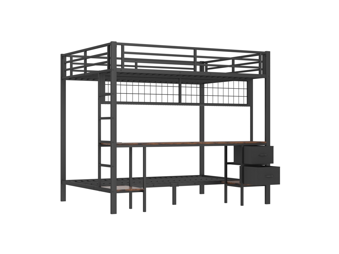 Litera Komhtom 90x200 y 140x200 cm con tira LED RGB y USB negra (sin colchón)
