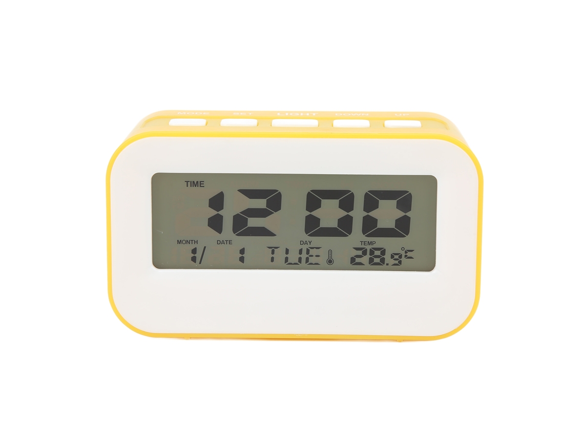 Reloj Despertador Digital Lcd Infantil Con Retroiluminación Y Recordatorio De Cumpleaños - Amarillo