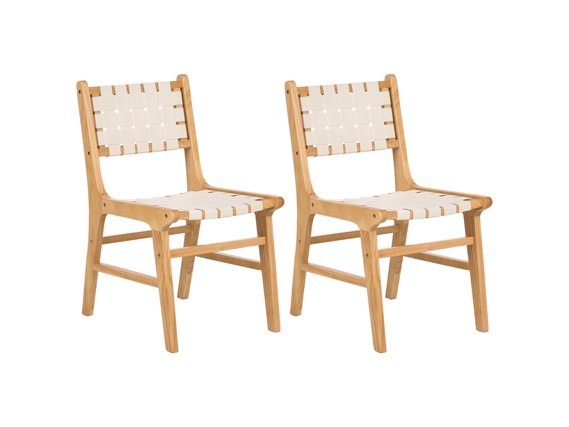 Sillas con asiento y respaldo de Beliani Humble Piel Sintética de Madera Marrón 46x56x84