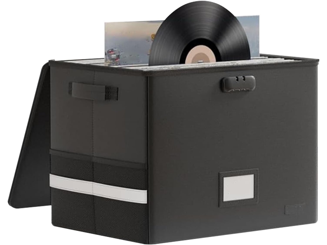Estuche para discos de vinilo, resistente al agua y al fuego, gran capacidad Vayotoy