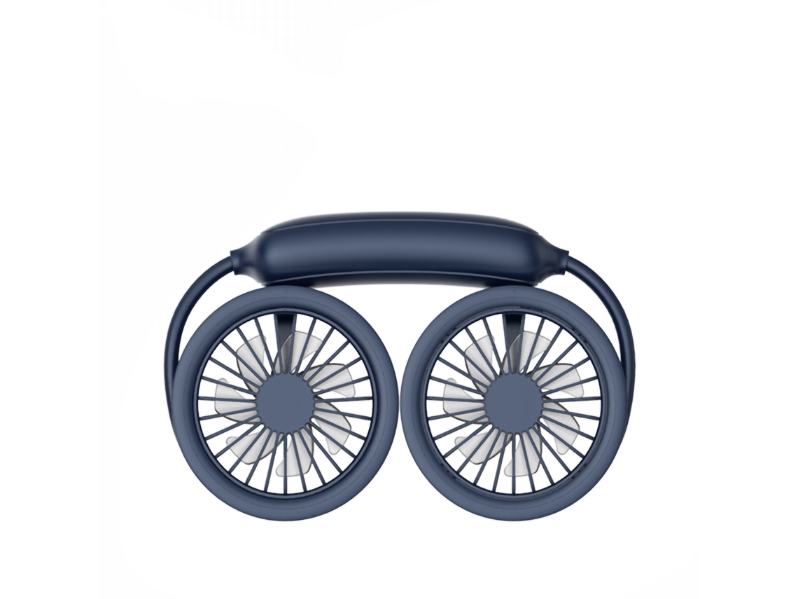 Ventilador de cuello portátil recargable por USB, azul marino