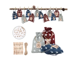 Bolsas Navideñas, Calendario De Adviento De 24 Días Con Cuerda Para Decoración Navideña Y Regalos.