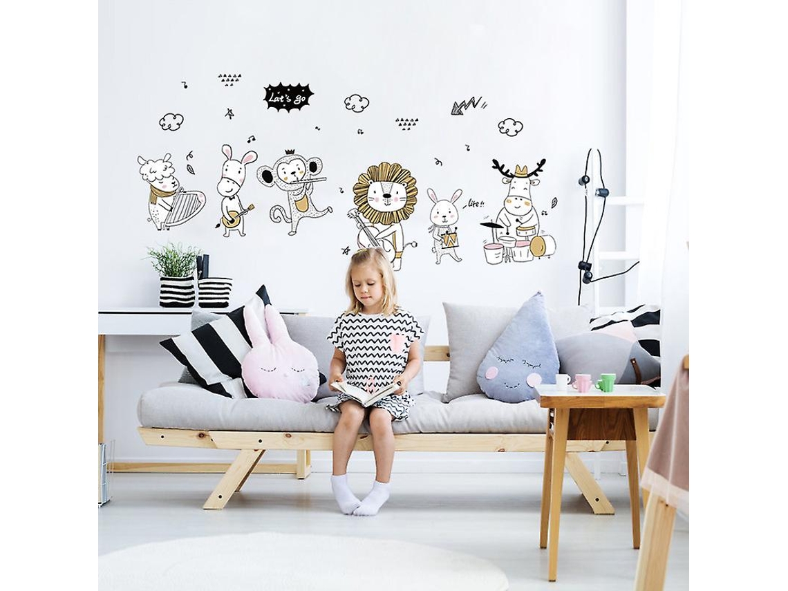 Rebe-1 Pieza Pegatina De Pared Adhesiva - Concierto De Animales Felices - Decoración Infantil Para Habitaciones