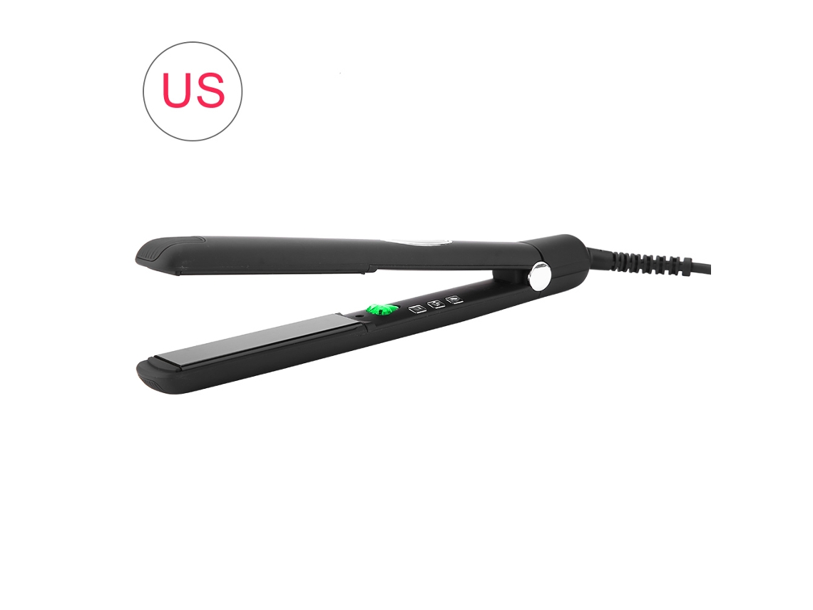 Pinza para el cabello de cerámica y turmalina con temperatura ajustable de 90 a 230 °C, herramienta de peinado, enchufe estadounidense 02