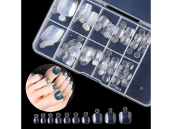 Uñas Postizas Acrílicas De Cobertura Total Para Los Pies, 100 Uñas Postizas Francesas, 10 Tamaños Con Caja.