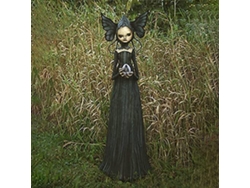 Estatua Decorativa De Bruja De Halloween En Resina Con Purpurina Para Sala De Estar Y Jardín.