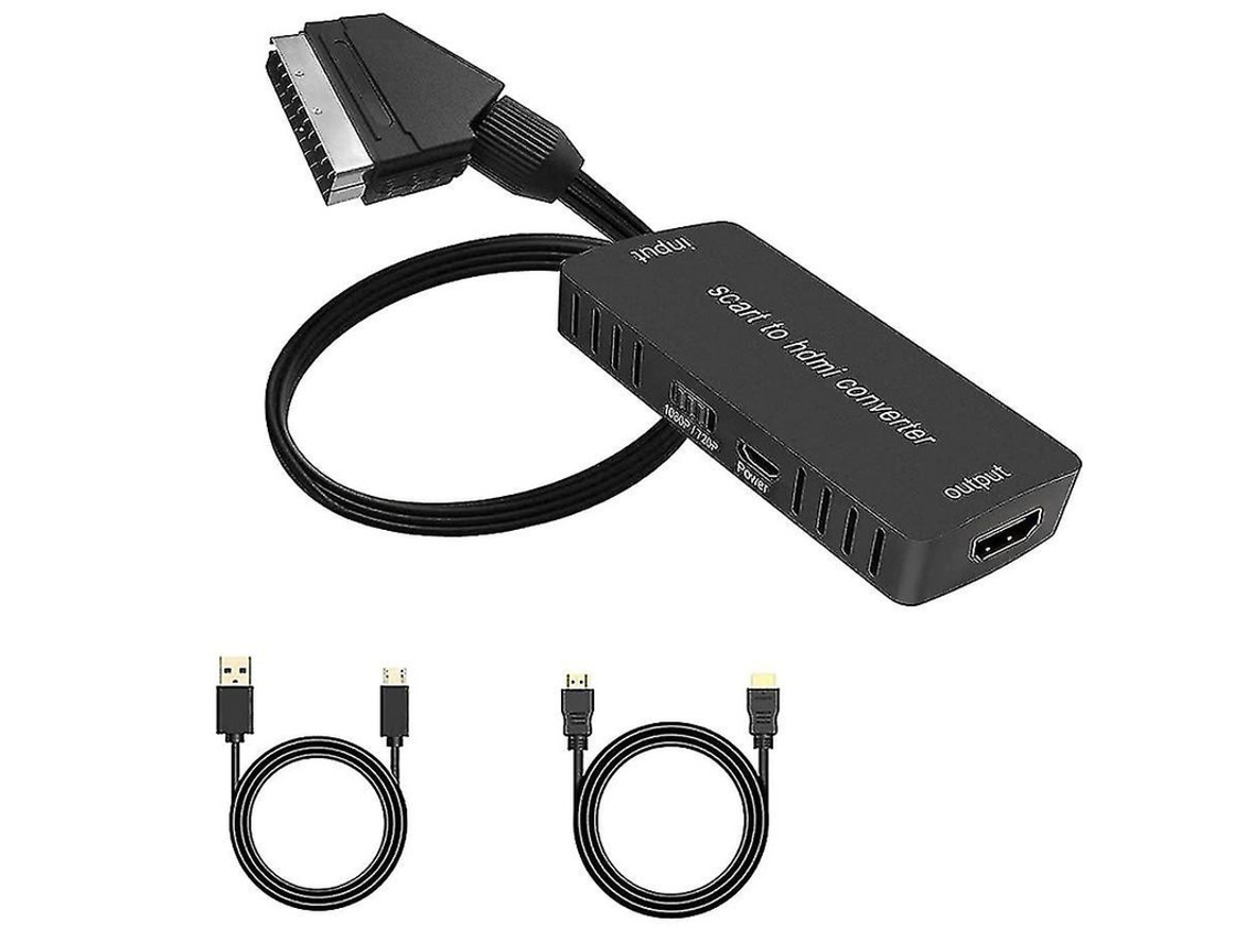 Convertidor de Scart a HDMI con cable HDMI, 720p/1080p, compatible con N64, Wii y otros, negro Bestvite