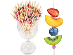100 Palillos De Cóctel De Bambú, 12 Cm, Coloridos Palillos Para Comida Con Perlas Para Fiestas.