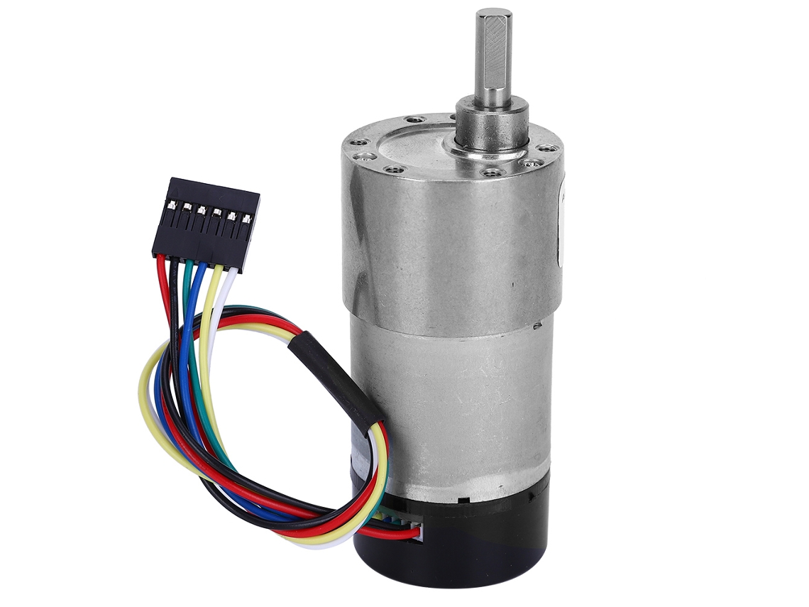 Motor de CC de alta velocidad de 24 V con caja de engranajes, codificador y cubierta JGB37-3530GB