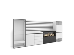 Aparador, Buffet | Gran Espacio de Almacenamiento 334x145x35 cm | Para Dormitorio | Chimenea Eléctrica XXL | Cómoda | Armario Abierto | Blanco Duérmete Online