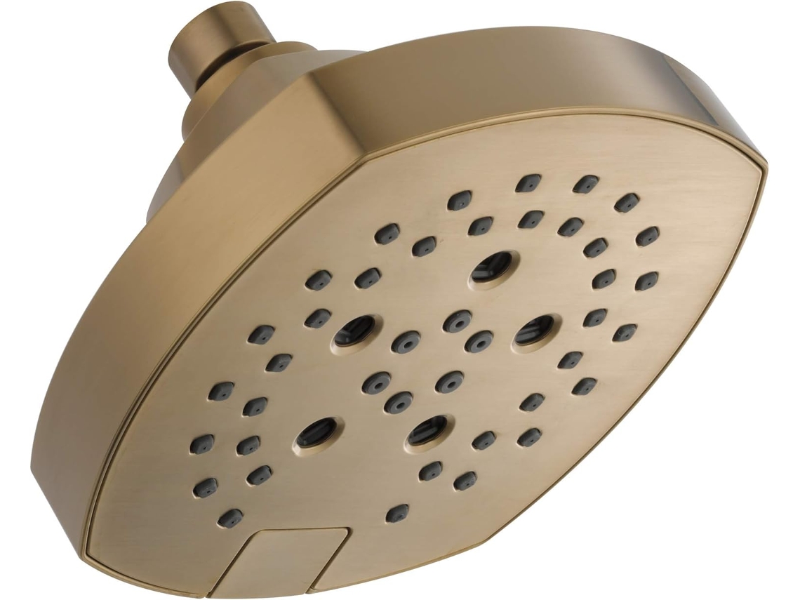 Cabezal de ducha H2okinetic con 5 ajustes, componentes universales para ducha, color bronce champán.