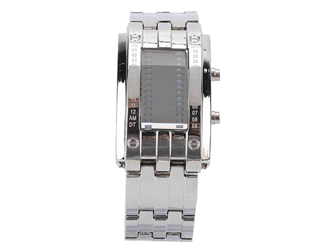 Reloj de aleación resistente al agua para hombre, exquisito, con pantalla LED de modo binario.