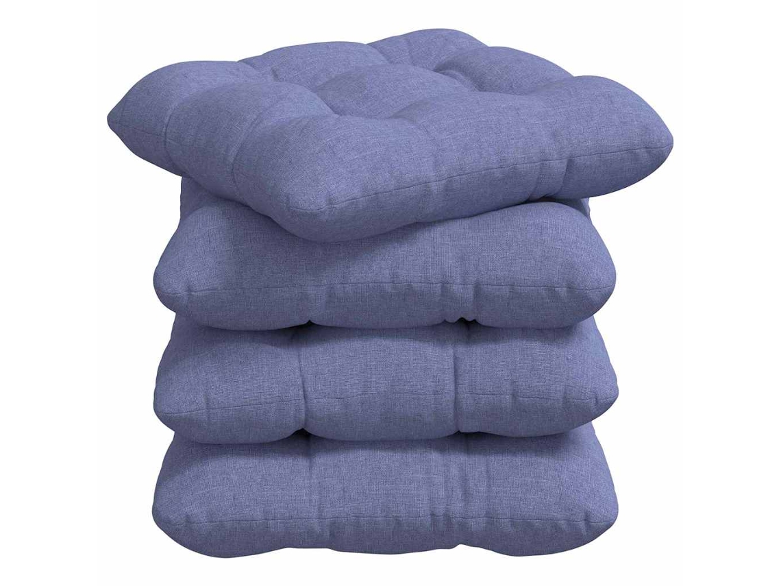 Cojines para asiento, 4 unidades, tela vaquera azul, 40 x 40 x 12 cm, HARLANV1