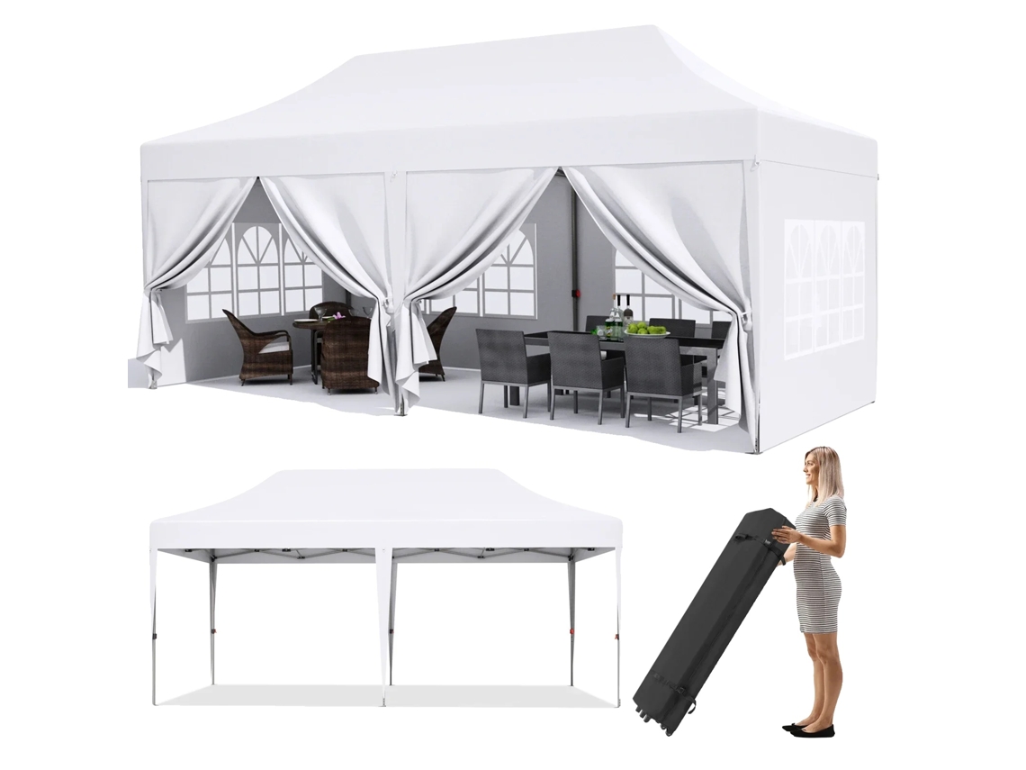 Gazebo plegable, impermeable, con protección UV, color blanco OEM