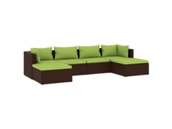Conjunto 6 muebles de jardín VIDAXL y cojines ratán sintético marrón