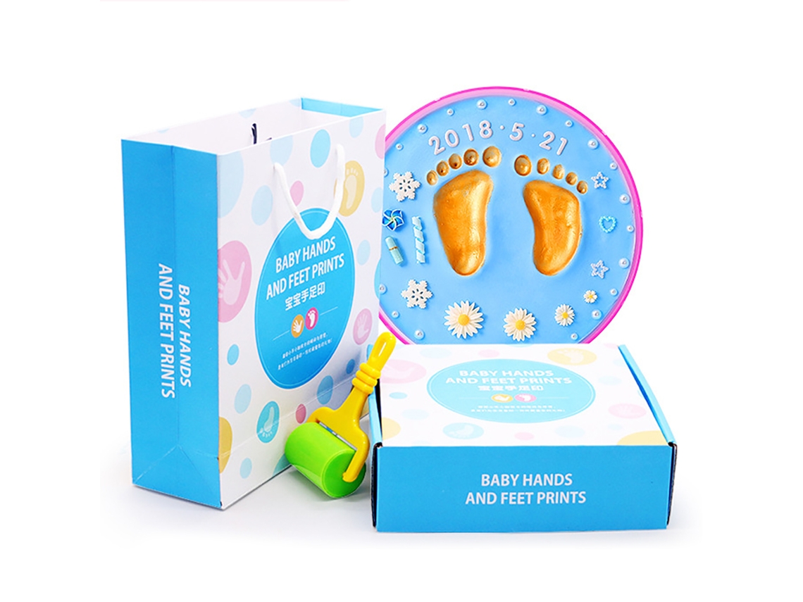 Kit para huellas de manos y pies de bebé - Arcilla - Regalo de cumpleaños rosa - Decoración