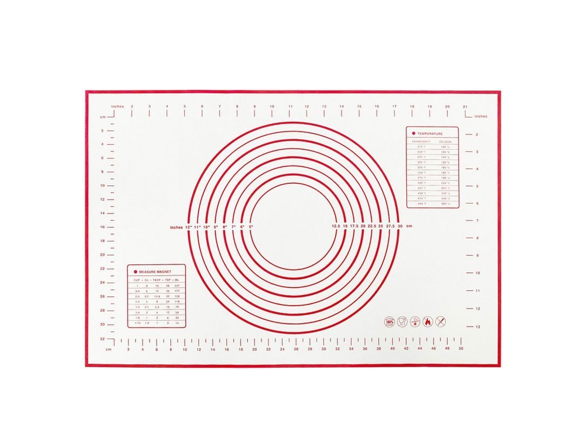 2026da-tapete De Repostería De Silicona Antiadherente Para Amasar, Con Medidas, 16x24 Pulgadas (rojo)