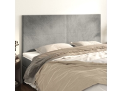 Cabeceros 4 Unidades De Terciopelo Gris Claro 100x5x78/88 Cm