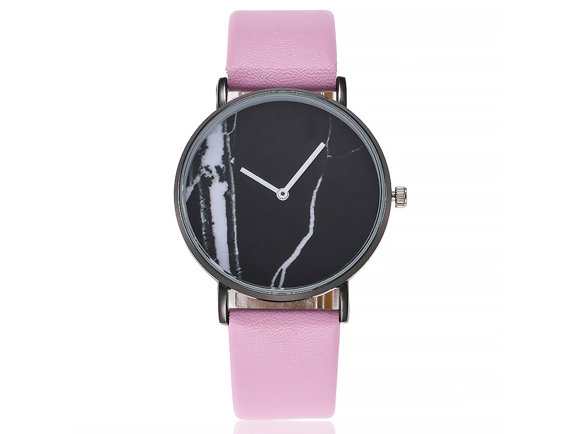 Reloj De Cuarzo Vansvar Con Padrão De Mármore, Pulseira De Pu, Mostrador Redondo (rosa) Para Homens E Mulheres