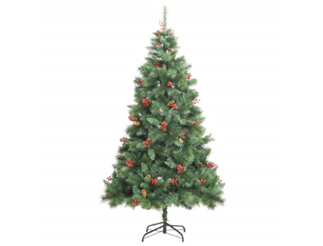 VIDAXL Árbol de Navidad artificial con piñas y bayas 240 cm