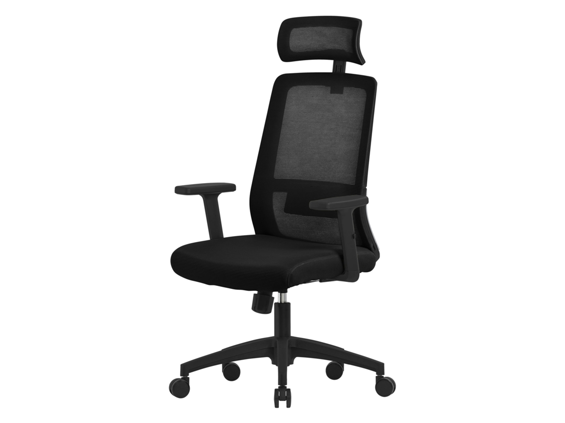 silla de oficina ergonómica, negro, malla, con reposacabezas ajustable ML-DESIGN