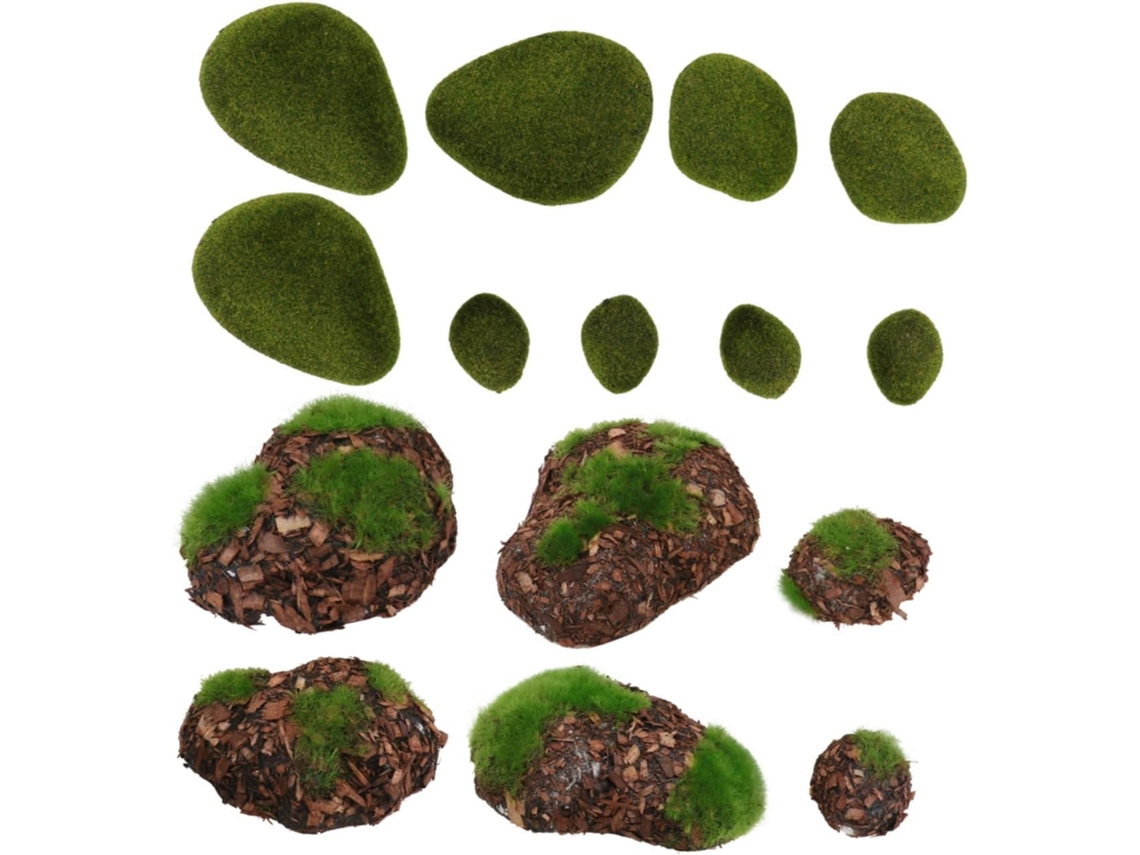 Piedras Decorativas Con Aspecto De Musgo, 14 Piezas, Juego Artificial Para