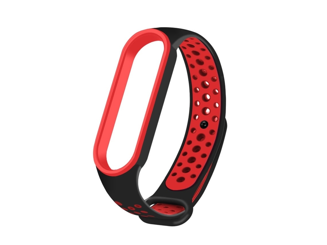 Pulsera Para Xiaomi Mi Band 5/6 Bicolor Silicona Pulseira Preto E Vermelho