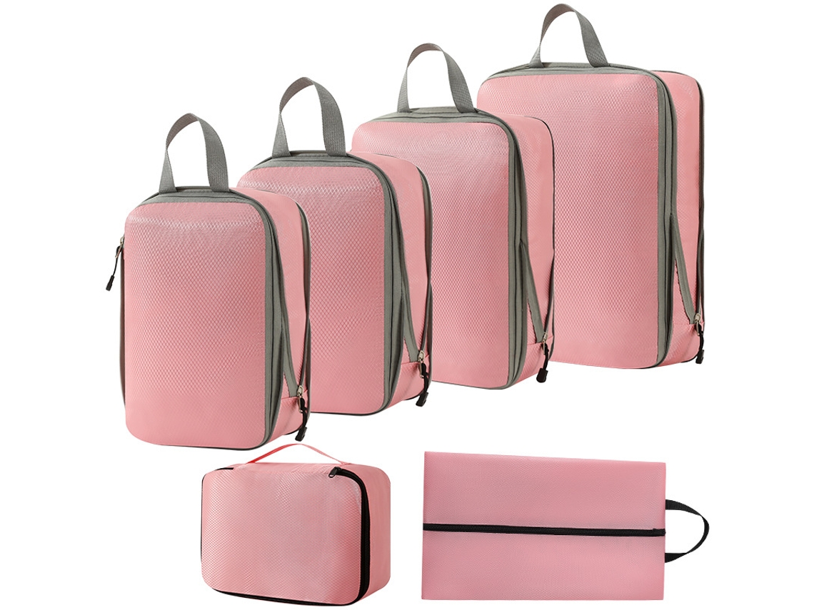 Bolsa de almacenamiento de compresión, juego de 6 piezas, bolsa de viaje ligera, color rosa Siurn