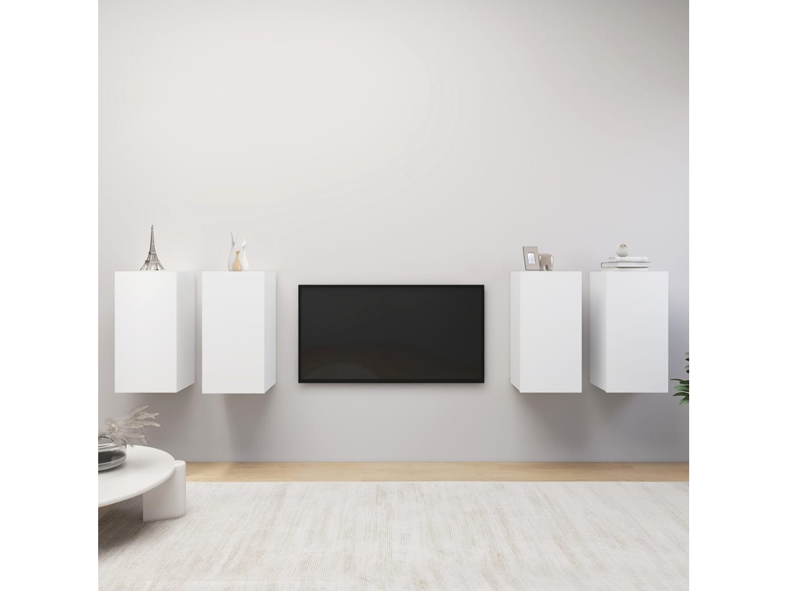 Estantería/Muebles de TV 4 Pzs 30,5X30X60 Cm Contrachapado Blanco