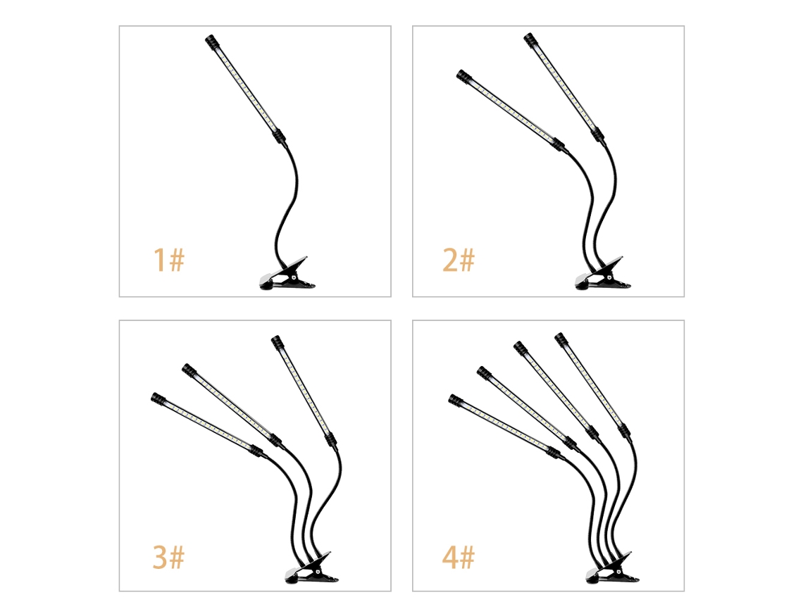 Rebe-luz De Crecimiento Para Plantas Usb Espectro Completo Ángulo Ajustable 5 Niveles De Brillo Timer 4/8/12h Para Plantas Interiores