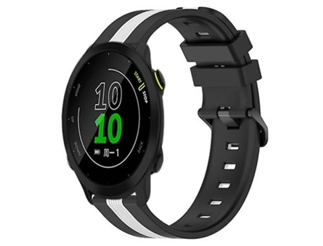 Correa para Garmin Forerunner 158 20 mm Correa de reloj de silicona bicolor vertical negra y blanca VENISYMLIS