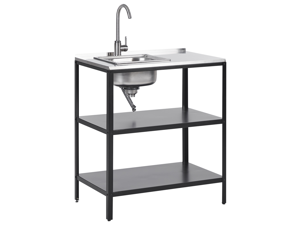 Cocina exterior de metal negro/plateado 90 cm BELIANI Vilama