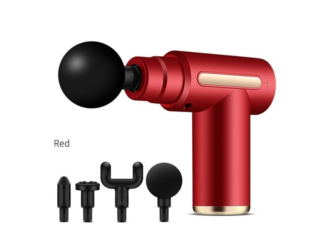 (Rojo) Masajeador muscular, alivia el dolor, pistola de fascia
