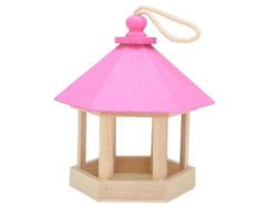 Comedero Colgante De Madera Para Pájaros Con Forma De Casa Hexagonal Para Jardín.