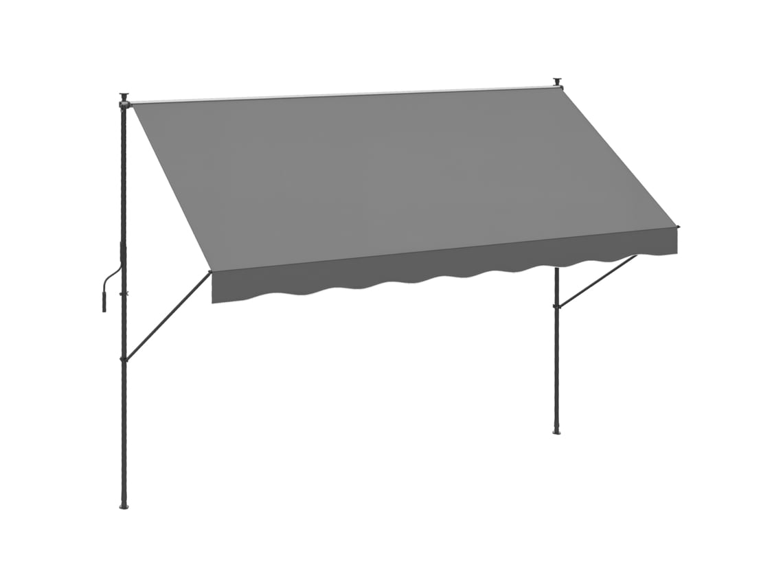 Toldo retráctil manual de 300x175 cm con manivela, protección UV40, para balcón o terraza, color gris.